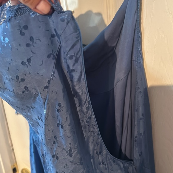 NWT Anthropologie Asymmetrical Lace Blue Maxi Dress Size 16 - Picture 7 of 15